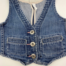 Load image into Gallery viewer, Girls H&amp;M, stretch denim vest / waistcoat, poppers, GUC, size 5-6,  