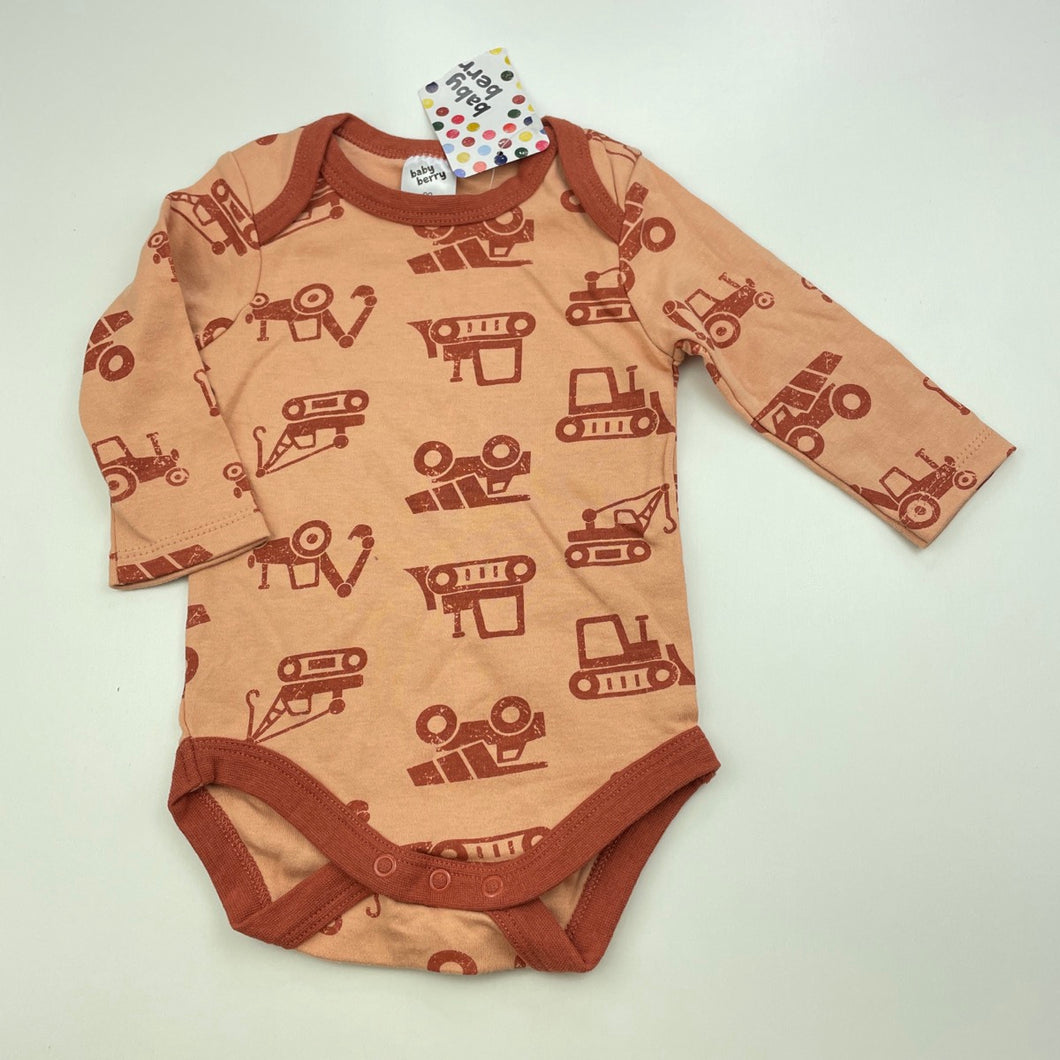 Boys Baby Berry, cotton bodysuit / romper, diggers, NEW, size 00,  