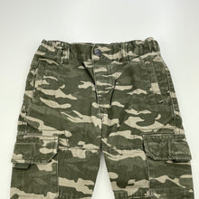 Load image into Gallery viewer, Boys H&amp;T, cotton camo print cargo pants, adjustable, Inside leg: 28cm, GUC, size 1,  