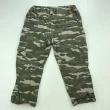 Load image into Gallery viewer, Boys H&amp;T, cotton camo print cargo pants, adjustable, Inside leg: 28cm, GUC, size 1,  