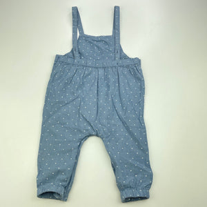 Girls Sprout, chambray cotton overalls / romper, GUC, size 00,  