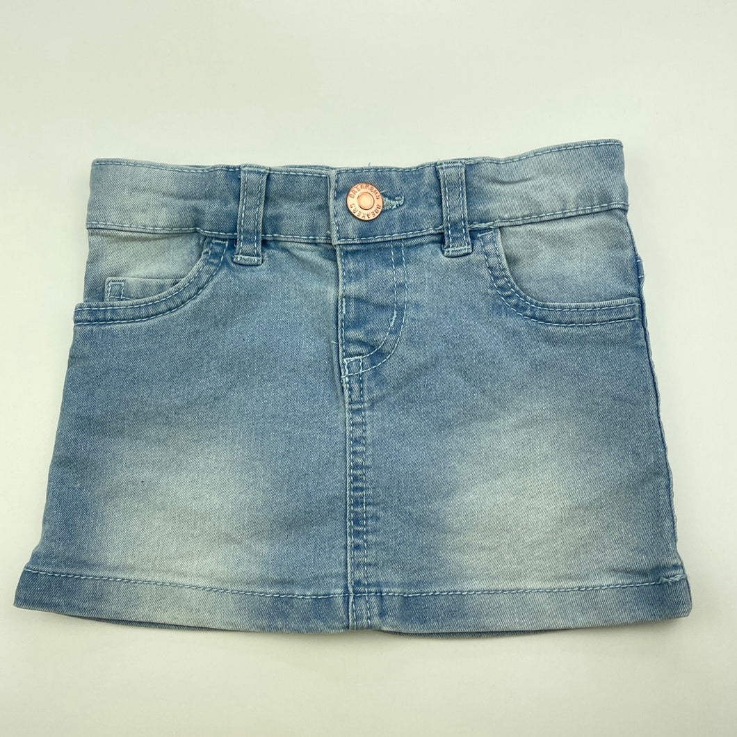 Girls Breakers, blue stretch denim skirt, adjustable, L: 20cm, EUC, size 1,  