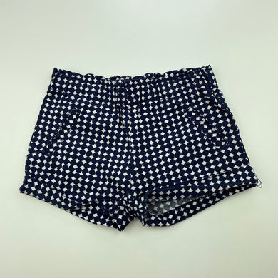 Girls Target, navy lightweight cotton shorts, elasticated, GUC, size 00,  