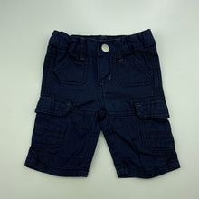 Load image into Gallery viewer, Boys Pumpkin Patch, navy cotton cargo shorts, adjustable, EUC, size 0000,  