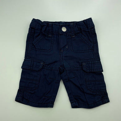 Boys Pumpkin Patch, navy cotton cargo shorts, adjustable, EUC, size 0000,  