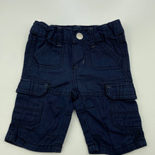 Load image into Gallery viewer, Boys Pumpkin Patch, navy cotton cargo shorts, adjustable, EUC, size 0000,  