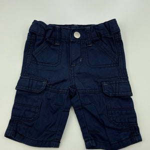 Boys Pumpkin Patch, navy cotton cargo shorts, adjustable, EUC, size 0000,  