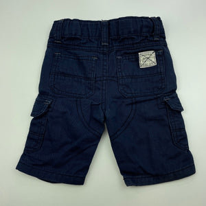 Boys Pumpkin Patch, navy cotton cargo shorts, adjustable, EUC, size 0000,  