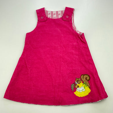 Girls reversible, cotton / corduroy dress, no labels, armpit to armpit: 26cm, EUC, size 1-2, L: 43cm