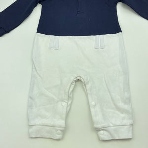 Boys cotton, navy & white romper, EUC, size 0,  