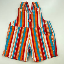 Load image into Gallery viewer, Boys colourful, striped cotton overalls / shortalls, EUC, size 000,  