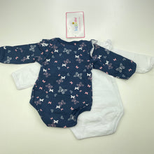 Load image into Gallery viewer, Girls Higgledee, set of 2 bodysuits / rompers, butterflies, NEW, size 000,  