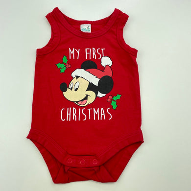 Girls Disney, Mickey Mouse Christmas romper, EUC, size 000-00,  