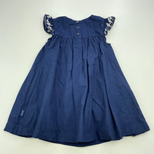 Load image into Gallery viewer, Girls Pumpkin Patch, lined embroidered navy cotton party dress, FUC, size 0, L: 44cm