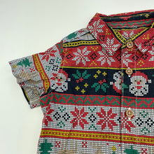 Load image into Gallery viewer, Boys Christmas, cotton short sleeve shirt, no labels, armpit to armpit: 28cm, GUC, size 00,  