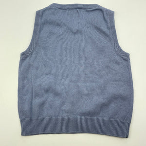 Boys blue, knitted cotton vest / sweater, no labels, armpit to armpit: 28cm, GUC, size 1-2,  