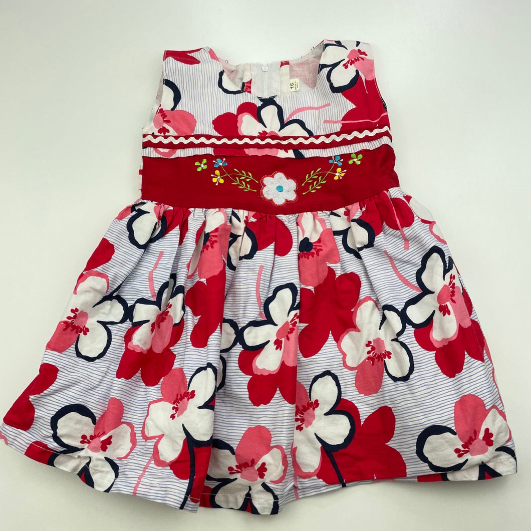 Girls lined, lightweight floral dress, armpit to armpit: 24cm, FUC, size 1, L: 41cm