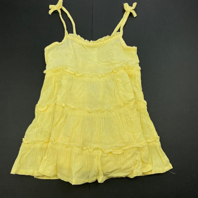 Girls Anko, yellow crinkle casual summer dress, EUC, size 1, L: 40cm