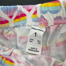 Load image into Gallery viewer, Girls Brilliant Basics, cotton shorts, elasticated, hearts, EUC, size 1,  