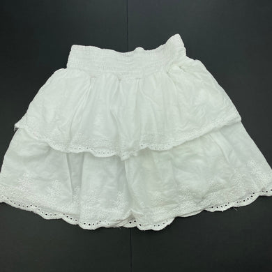 Girls Anko, white tiered cotton skirt, elasticated, L: 33cm, FUC, size 7,  