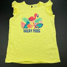 Load image into Gallery viewer, Girls CAPE, yellow cotton top, flamingo, EUC, size 6,  