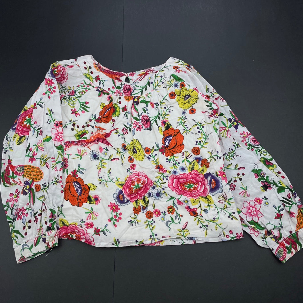 Girls Daisy & Moose, lined colourful floral long sleeve top, EUC, size 4,  