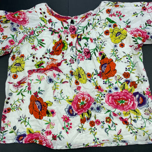 Girls Daisy & Moose, lined colourful floral long sleeve top, EUC, size 4,  