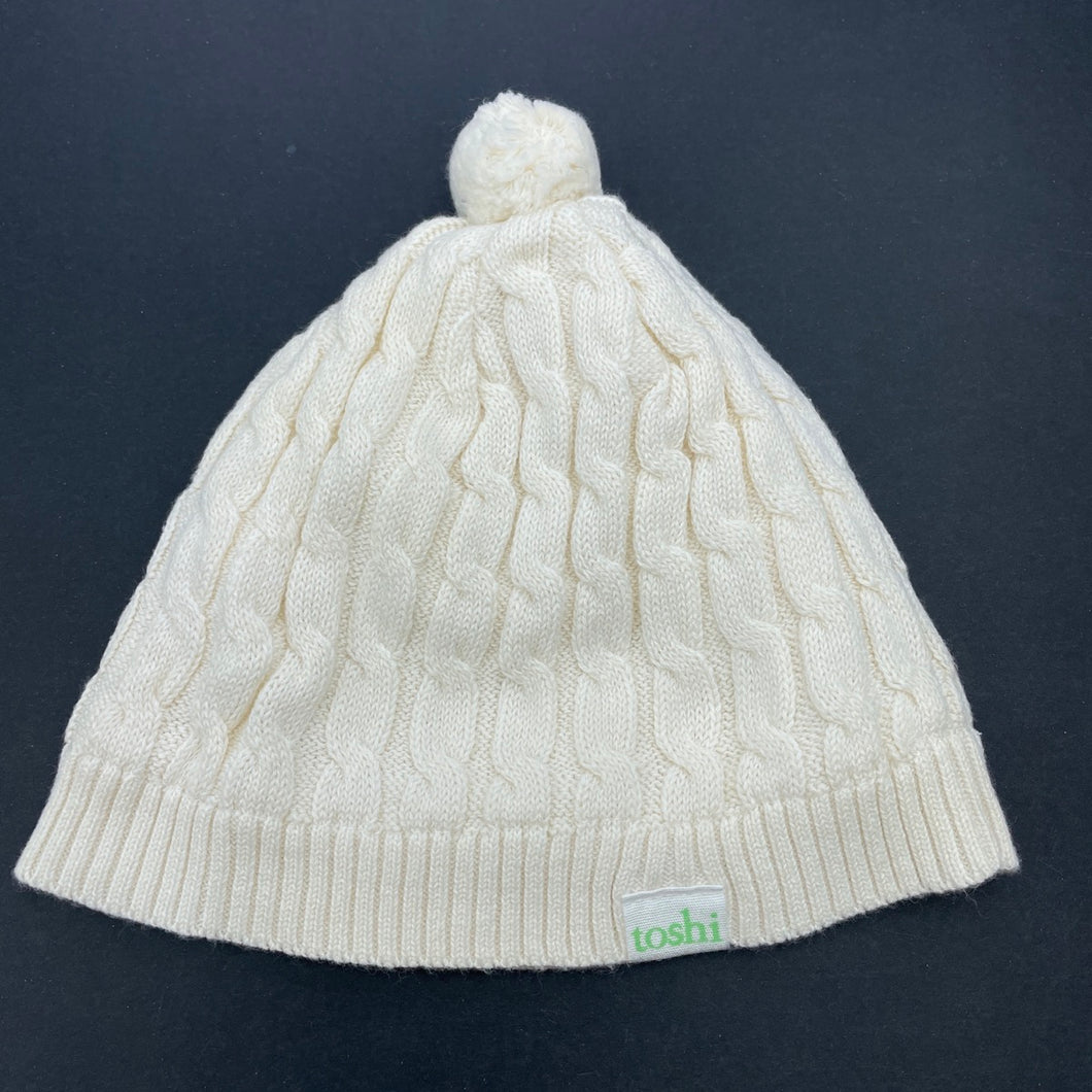Girls Toshi, knitted organic cotton hat / beanie, EUC, size 1-3,  