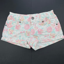 Load image into Gallery viewer, Girls Target, floral stretch denim shorts, adjustable, GUC, size 9,  
