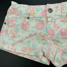 Load image into Gallery viewer, Girls Target, floral stretch denim shorts, adjustable, GUC, size 9,  