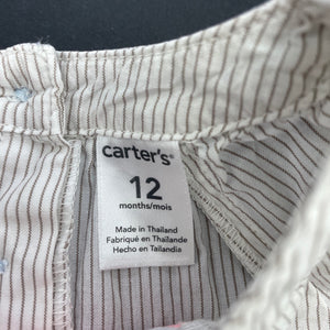 Girls Carters, embroidered lightweight cotton top, FUC, size 12 months,  