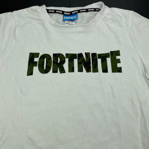 Boys Fortnite, white cotton t-shirt / top, GUC, size 10,  