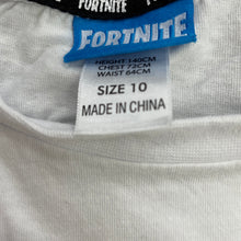 Load image into Gallery viewer, Boys Fortnite, white cotton t-shirt / top, GUC, size 10,  