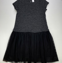 Load image into Gallery viewer, Girls Target, spliced black &amp; silver metallic party dress, GUC, size 12, L: 75cm