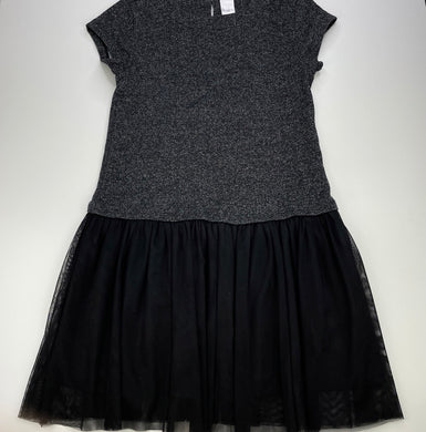 Girls Target, spliced black & silver metallic party dress, GUC, size 12, L: 75cm