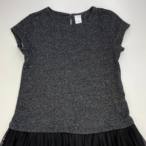 Girls Target, spliced black & silver metallic party dress, GUC, size 12, L: 75cm