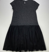 Load image into Gallery viewer, Girls Target, spliced black &amp; silver metallic party dress, GUC, size 12, L: 75cm