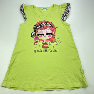 Girls Bossini, green cotton casual dress, EUC, size 6, L: 49cm