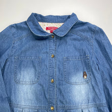 Load image into Gallery viewer, Girls Hush Puppies, chambray cotton long sleeve shirt dress, GUC, size 12, L: 67cm