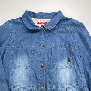Girls Hush Puppies, chambray cotton long sleeve shirt dress, GUC, size 12, L: 67cm