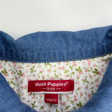Load image into Gallery viewer, Girls Hush Puppies, chambray cotton long sleeve shirt dress, GUC, size 12, L: 67cm