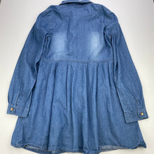 Load image into Gallery viewer, Girls Hush Puppies, chambray cotton long sleeve shirt dress, GUC, size 12, L: 67cm