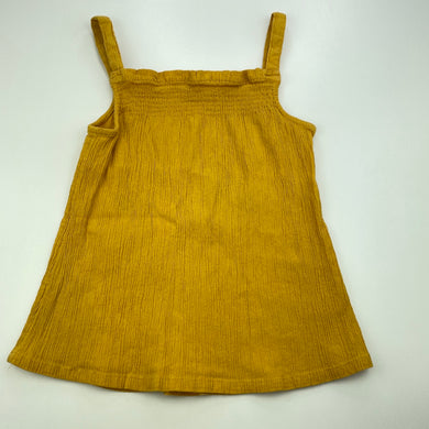 Girls Anko, mustard crinkle cotton summer top, FUC, size 8,  
