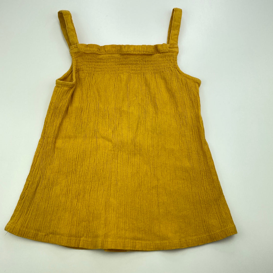 Girls Anko, mustard crinkle cotton summer top, FUC, size 8,  