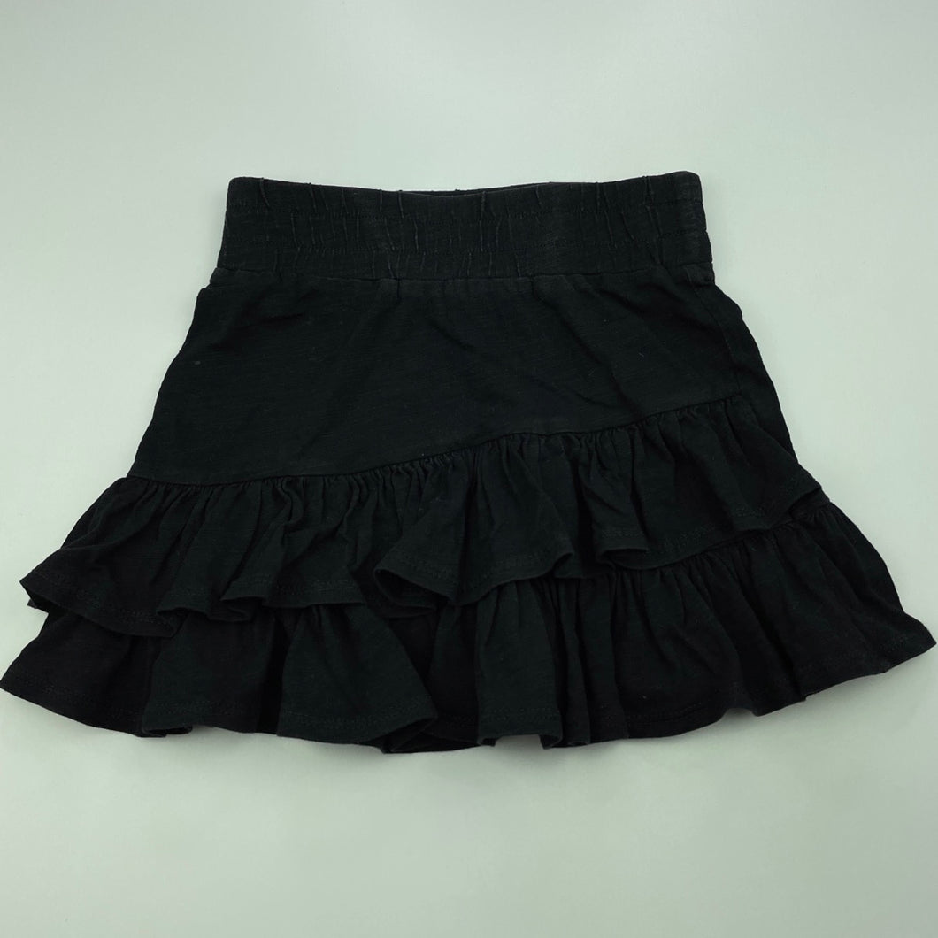 Girls Bardot Junior, black cotton skirt, elasticated, L: 27cm, FUC, size 5,  