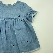Load image into Gallery viewer, Girls Country Road, chambray cotton casual dress, EUC, size 00, L: 33cm