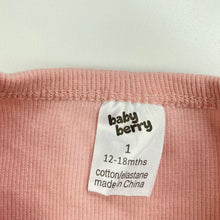 Load image into Gallery viewer, Girls Baby Berry, ribbed stretchy romper, EUC, size 1,  