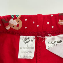 Load image into Gallery viewer, Girls Baby Berry, red cotton Christmas shorts, elasticated, EUC, size 1,  