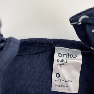 Girls Anko, navy cotton summer romper, EUC, size 0,  