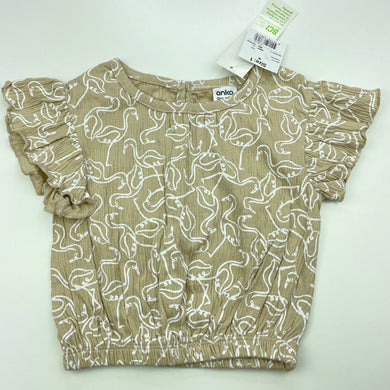 Girls Anko, stretchy top, flamingos, NEW, size 1,  